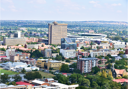 Aerial view of Bloemfontein city